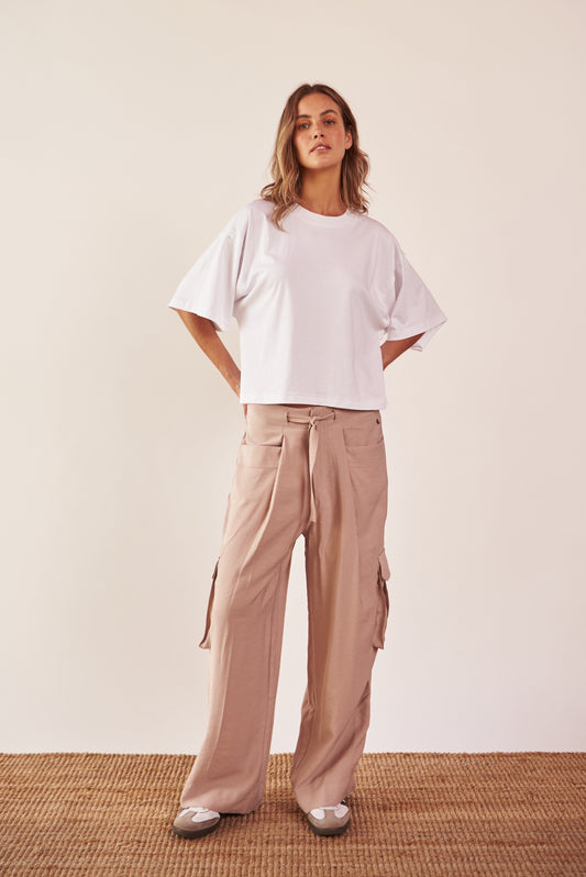 Pantalón cargo bolsillos laterales caqui - R O P A J E   