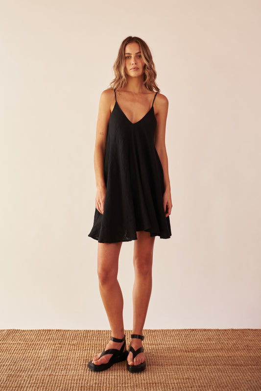 Vestido lazo corto negro - R O P A J E   